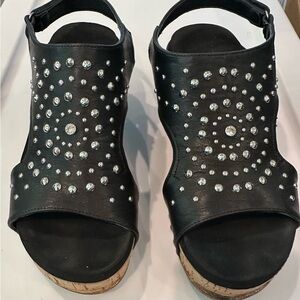 9M Corky’s “Docie Doe” Black Studded Women's Wedges.